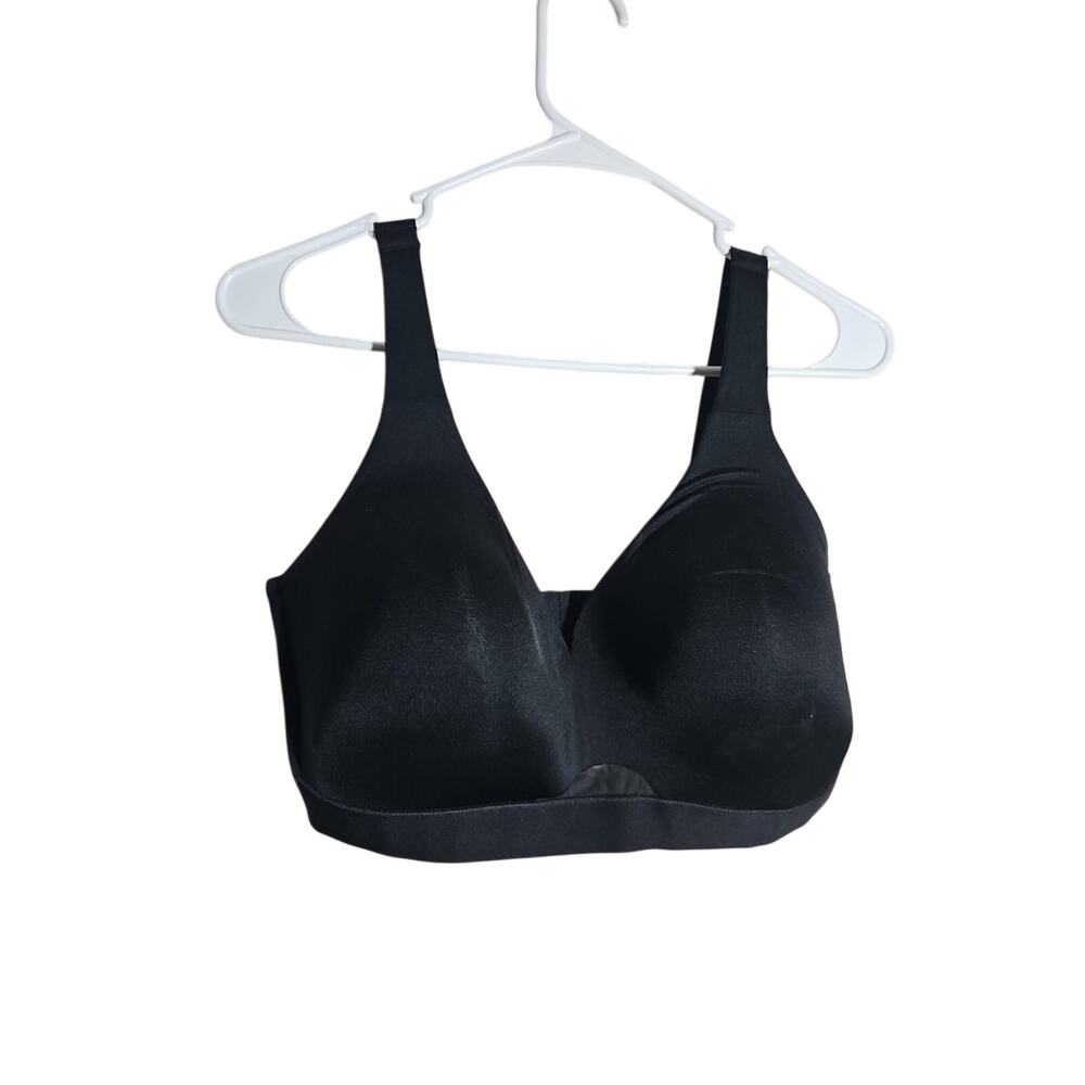 Cacique Lightly Lined No Wire Bra 38DDD Satin Black Adjustable Strap